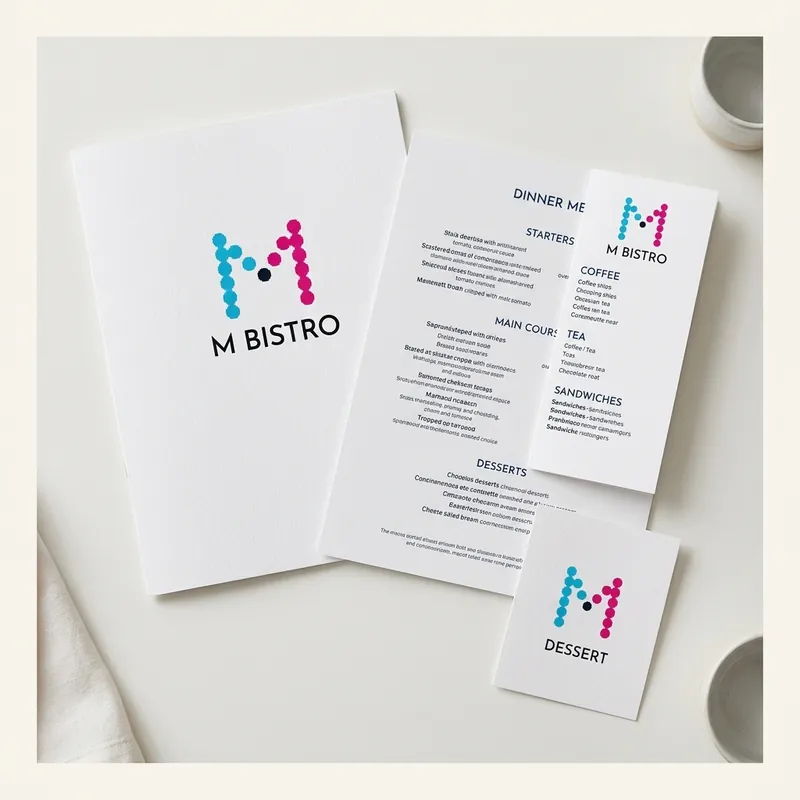 Printed menus for restaurants and cafés.